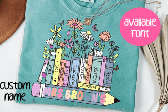 Download Custom Floral Books Teacher Png, Teach - Custom Collection