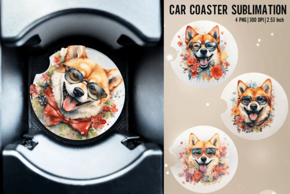 Download Shiba Car Coaster Sublimation Designs - Car coaster sublimation designs Collection