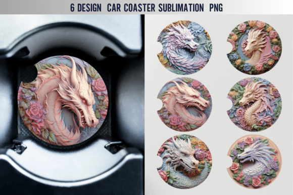 Download Dragon Car Coaster Sublimation Designs - Car coaster sublimation designs Collection