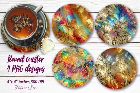 Download Fall Gold Pearl Patterns Round Coasters - Round coasters Collection