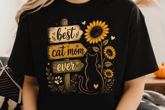 Download Best Cat Mom Shirt Rustic Pet Lover PNG - Mom shirt Collection