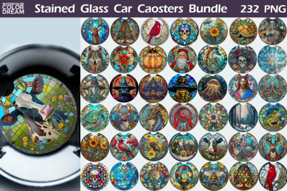 Download Round Coasters Stained Glass Bundle - Round coasters Collection